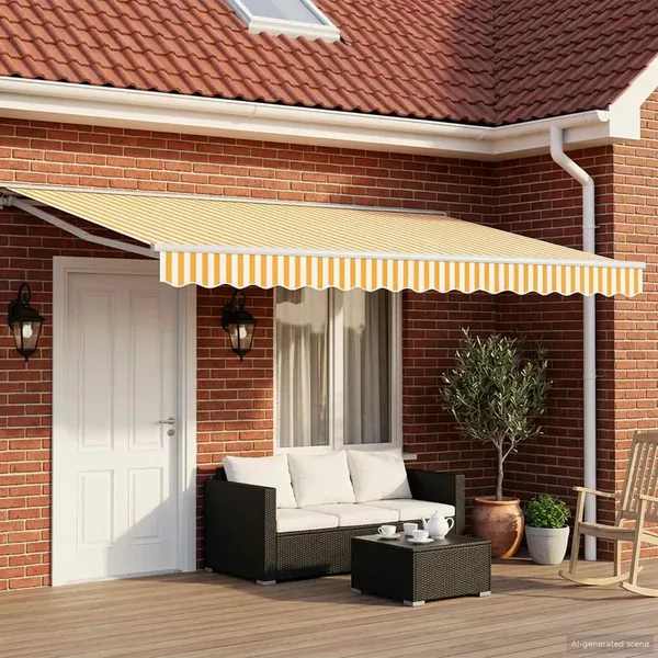 Cadre de store manuel avec LEDs Jaune et blanc 4 × 3 m