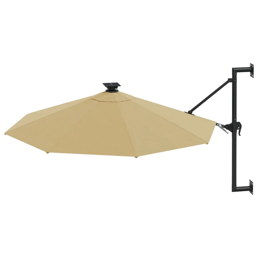 Parasol mural de jardin avec LED 300 cm taupe - 3