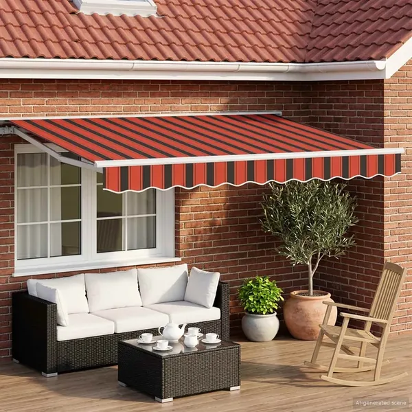 Auvent rétractable électrique Orange, Noir et Jaune 3,5 x 2,5 m