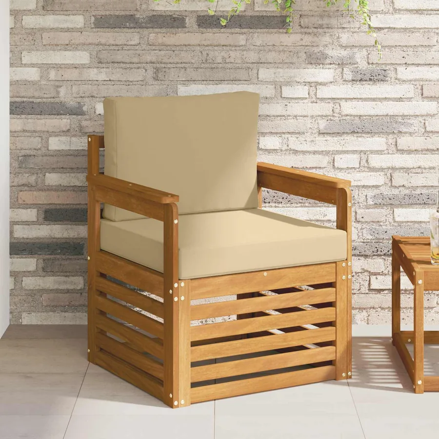 Canapé d’extérieur Bois d'acacia massif et polyester Naturel