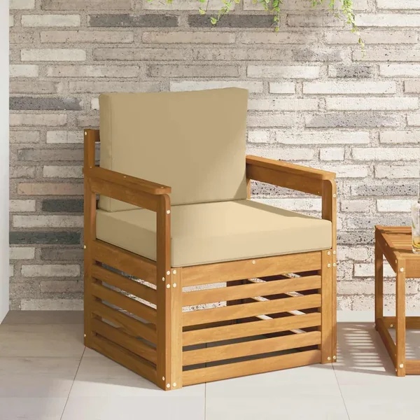 Canapé d’extérieur Bois d'acacia massif et polyester Naturel