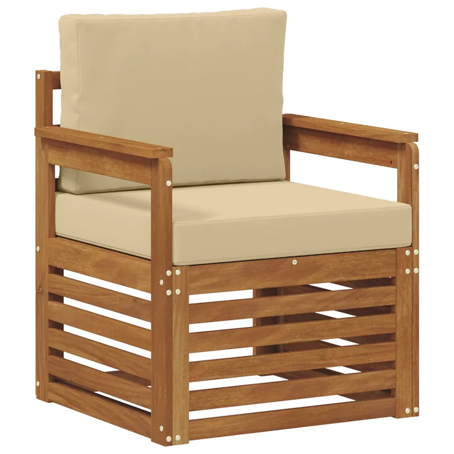 Canapé d’extérieur Bois d'acacia massif et polyester Naturel - 2