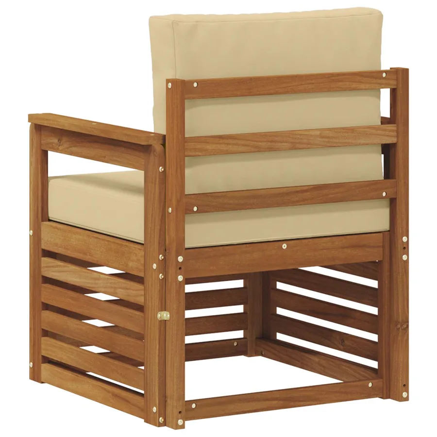 Canapé d’extérieur Bois d'acacia massif et polyester Naturel - 5