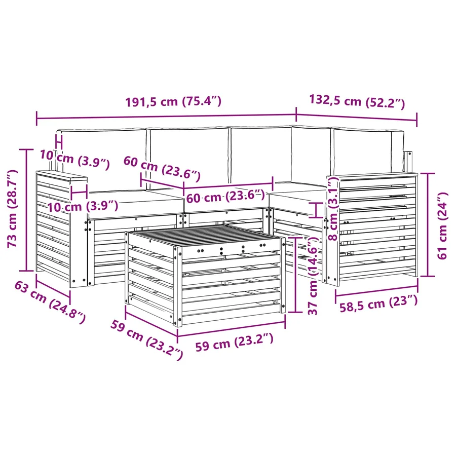 Ensemble de canapés d'extérieur 5 pcs Naturel et Beige - 10
