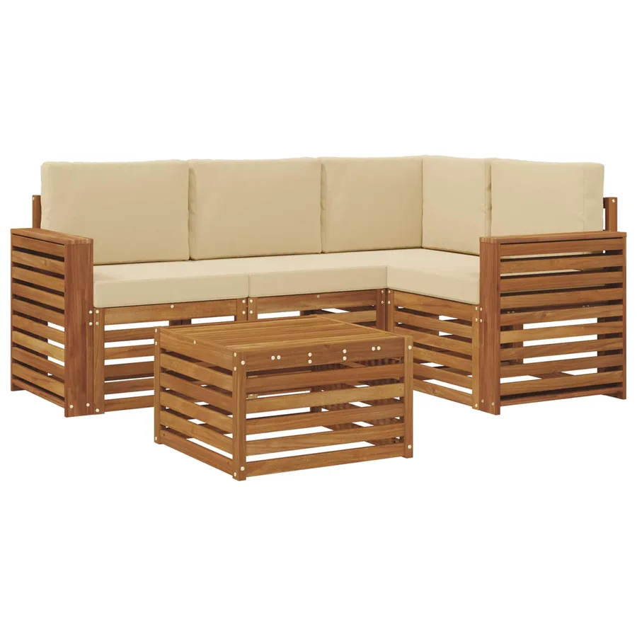 Ensemble de canapés d'extérieur 5 pcs Naturel et Beige - 2