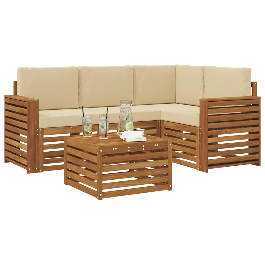 Ensemble de canapés d'extérieur 5 pcs Naturel et Beige - 3