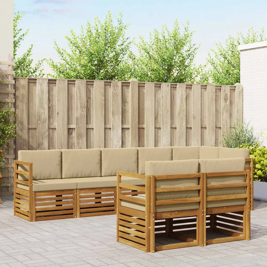 Ensembles de canapés avec coussin 8 pcs Naturel et Beige
