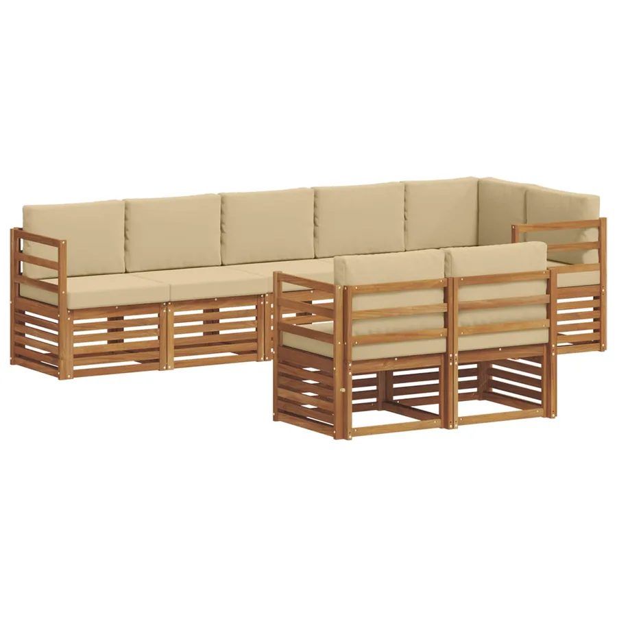 Ensembles de canapés avec coussin 8 pcs Naturel et Beige - 2