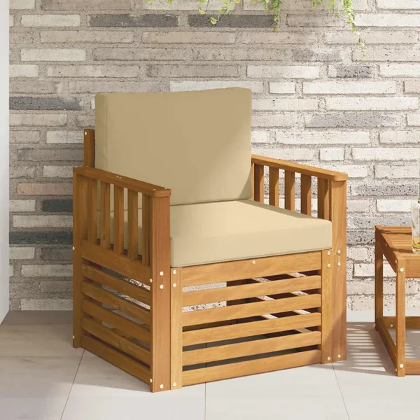 Canapé d’extérieur Bois d'acacia massif et polyester Naturel
