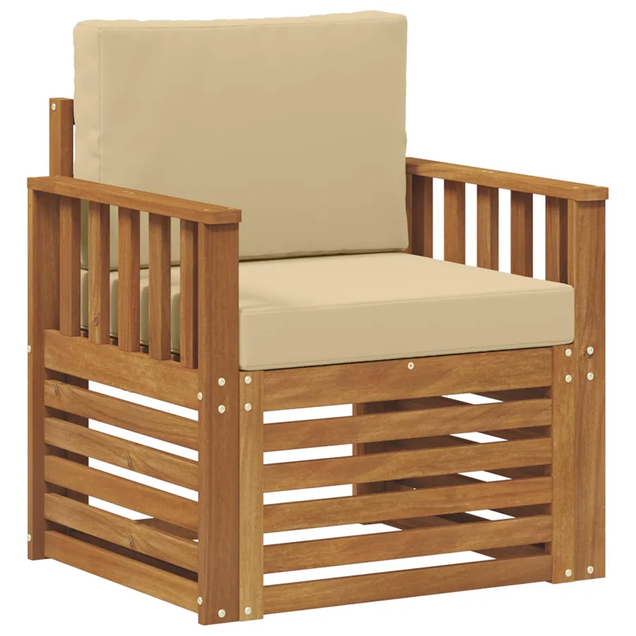 Canapé d’extérieur Bois d'acacia massif et polyester Naturel - 2