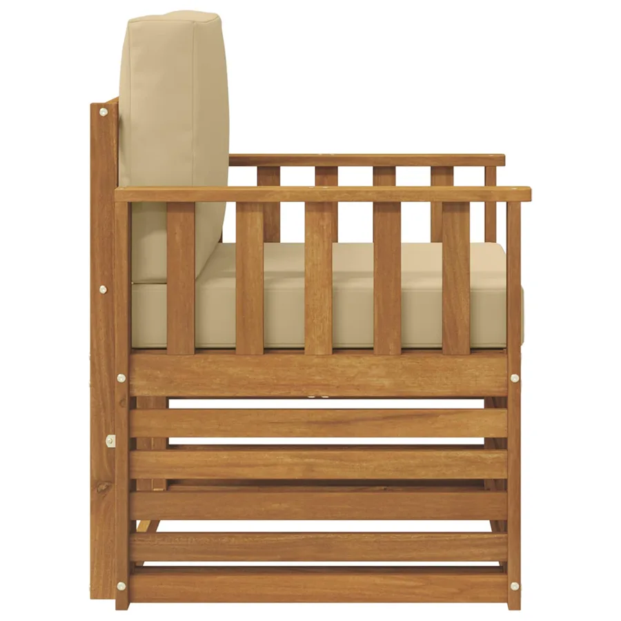 Canapé d’extérieur Bois d'acacia massif et polyester Naturel - 4