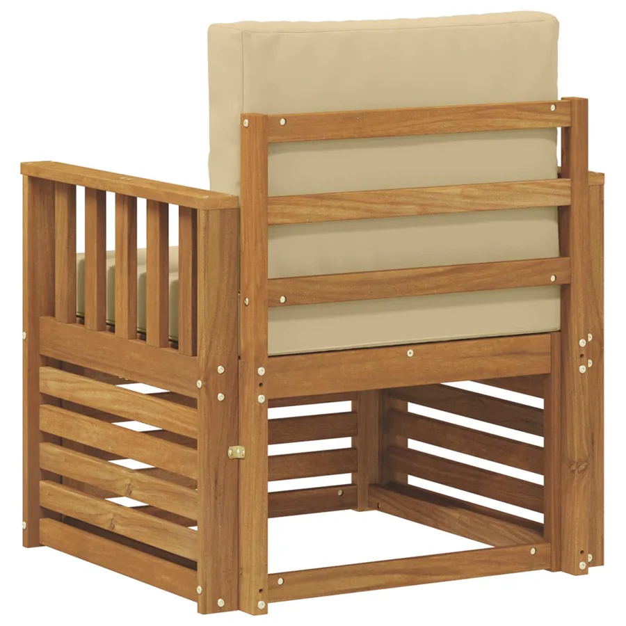 Canapé d’extérieur Bois d'acacia massif et polyester Naturel - 5