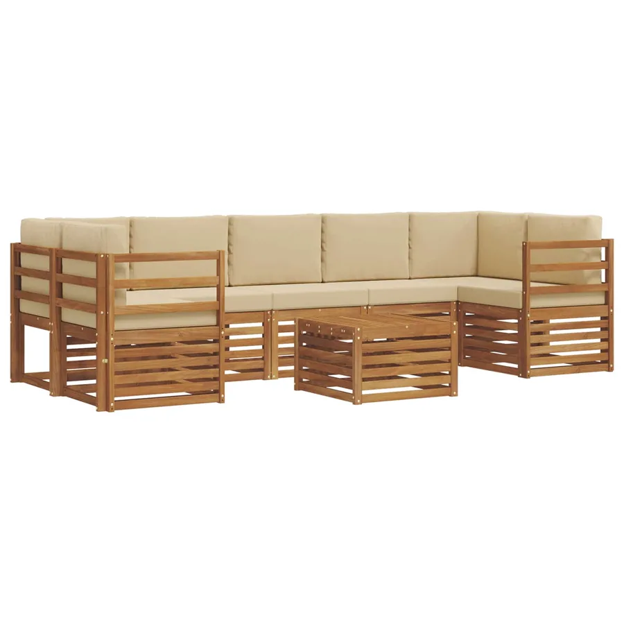 Ensemble de canapés d'extérieur 8 pcs Naturel et Beige - 2
