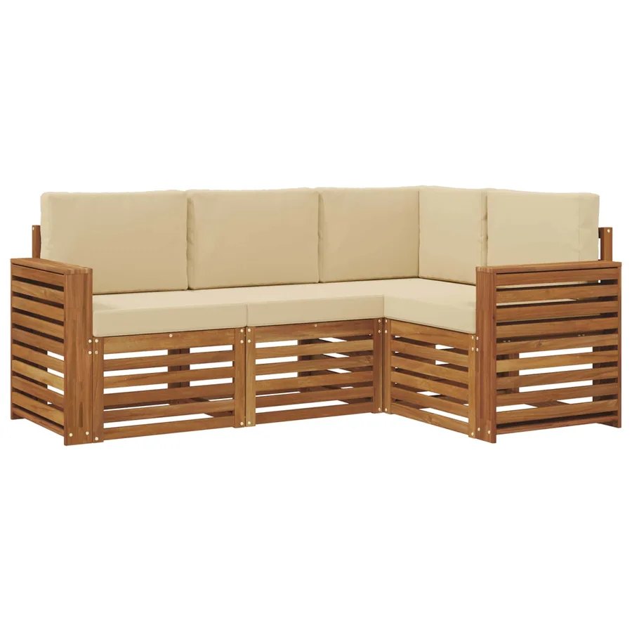 Ensembles de canapés avec coussin 4 pcs Naturel et Beige - 2