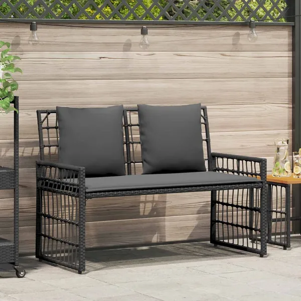 Banc extérieur Uni Noir et Gris foncé 116 x 55 x 82 cm