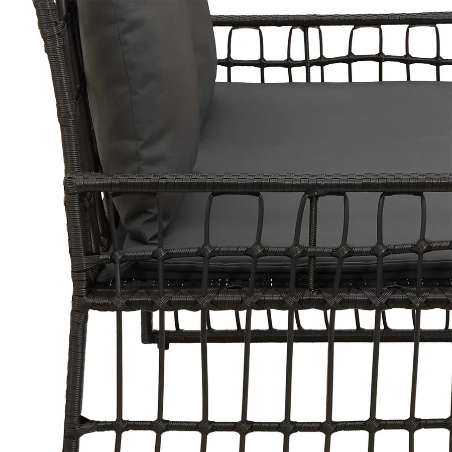 Banc extérieur Uni Noir et Gris foncé 116 x 55 x 82 cm - 10