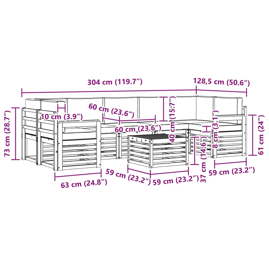 Ensemble de canapés d'extérieur 8 pcs Naturel et Beige - 10