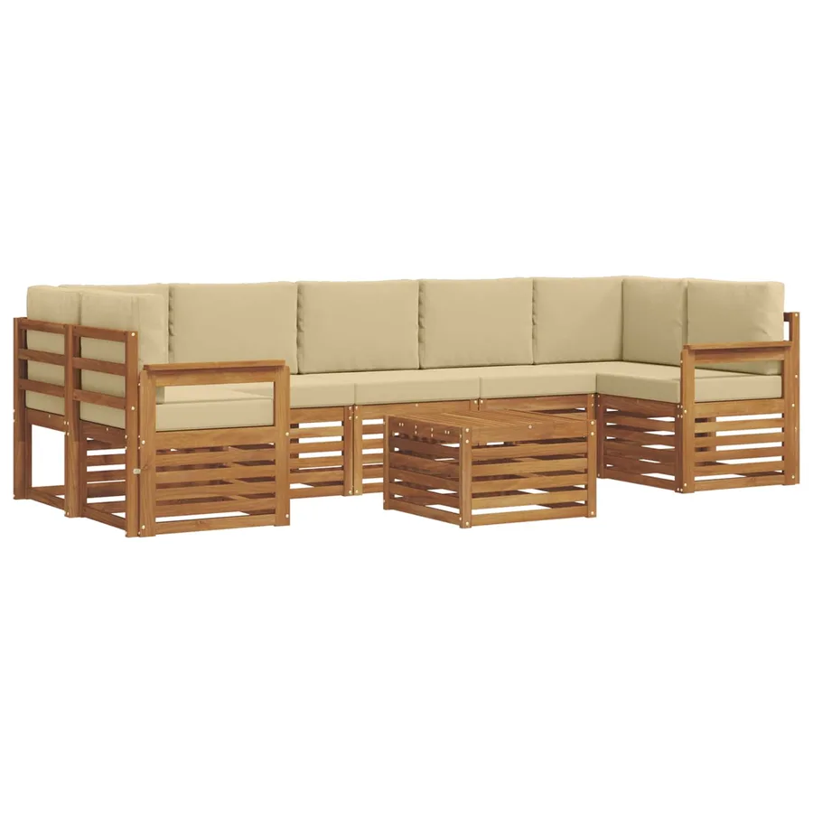 Ensemble de canapés d'extérieur 8 pcs Naturel et Beige - 2