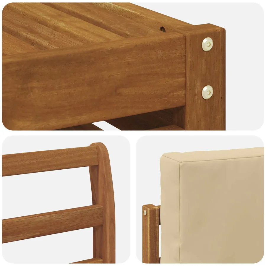 Ensemble de canapés d'extérieur 5 pcs Naturel et Beige - 7