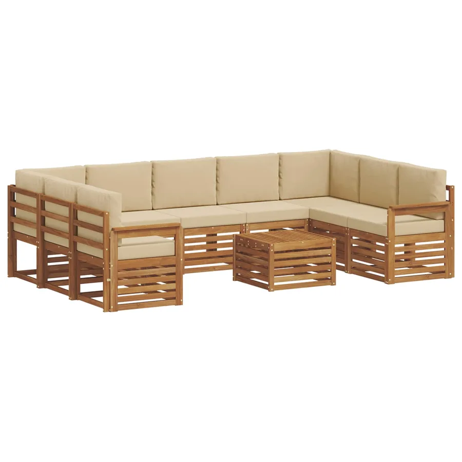 Ensembles de canapés avec coussin 10 pcs Naturel et Beige - 2