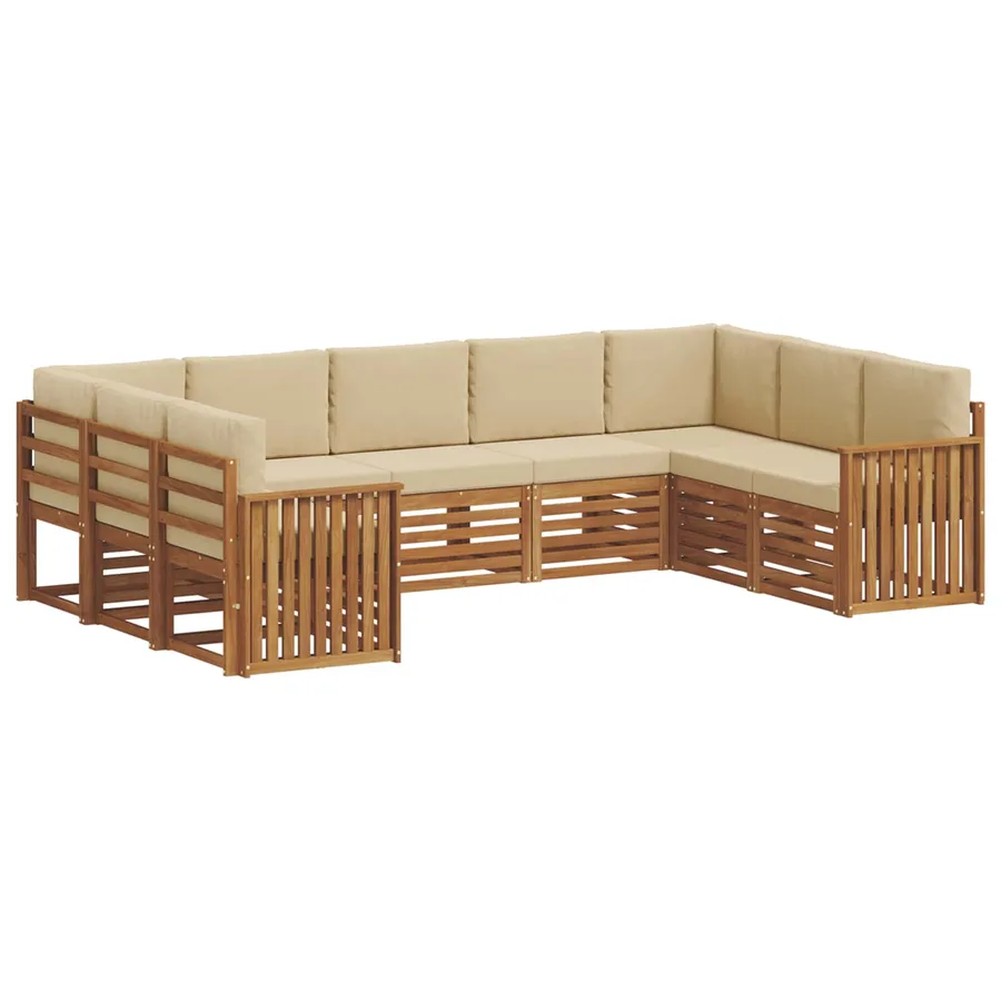 Ensemble de canapé d'angle avec coussin 9 pcs Naturel et Beige - 2
