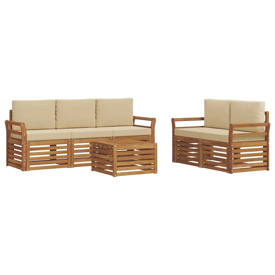 Ensembles de canapés avec coussin 6 pcs Naturel et Beige - 2