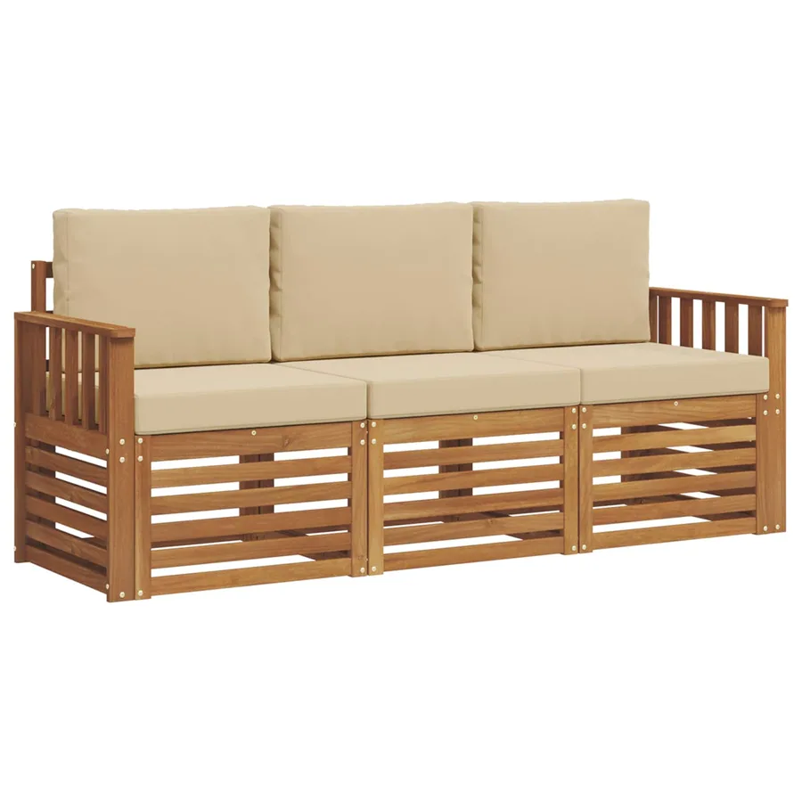 Ensembles de canapés avec coussin 3 pcs Naturel et Beige - 2