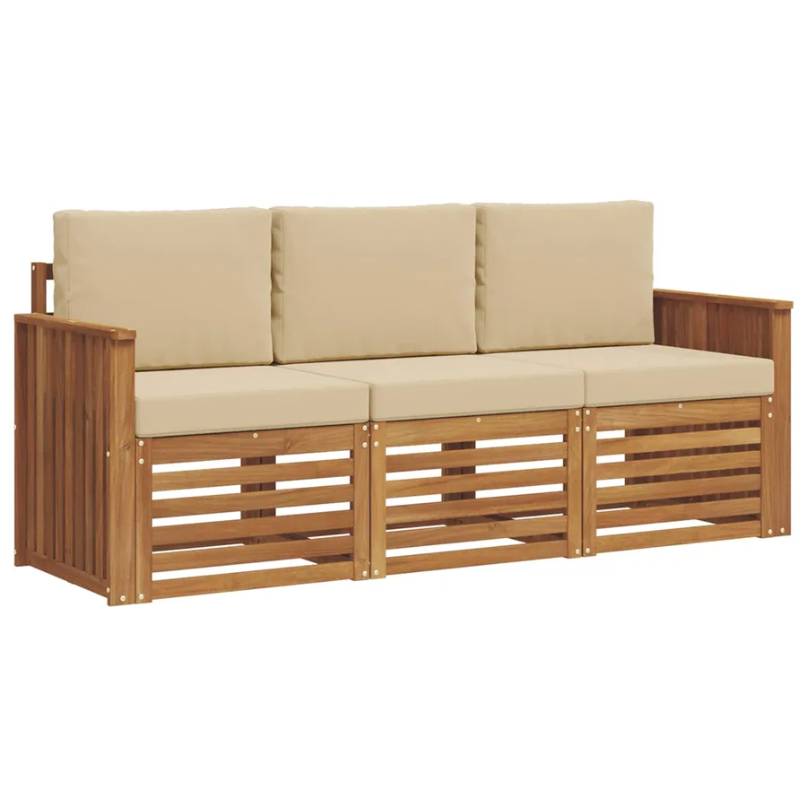 Ensembles de canapés avec coussin 3 pcs Naturel et Beige - 2
