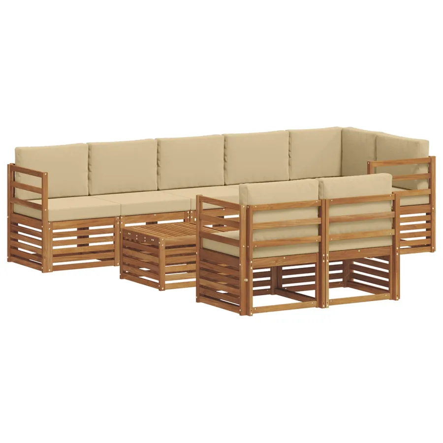 Ensembles de canapés avec coussin 9 pcs Naturel et Beige - 2