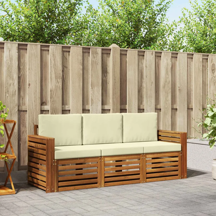 Ensembles de canapés avec coussin 3 pcs Naturel et Crème