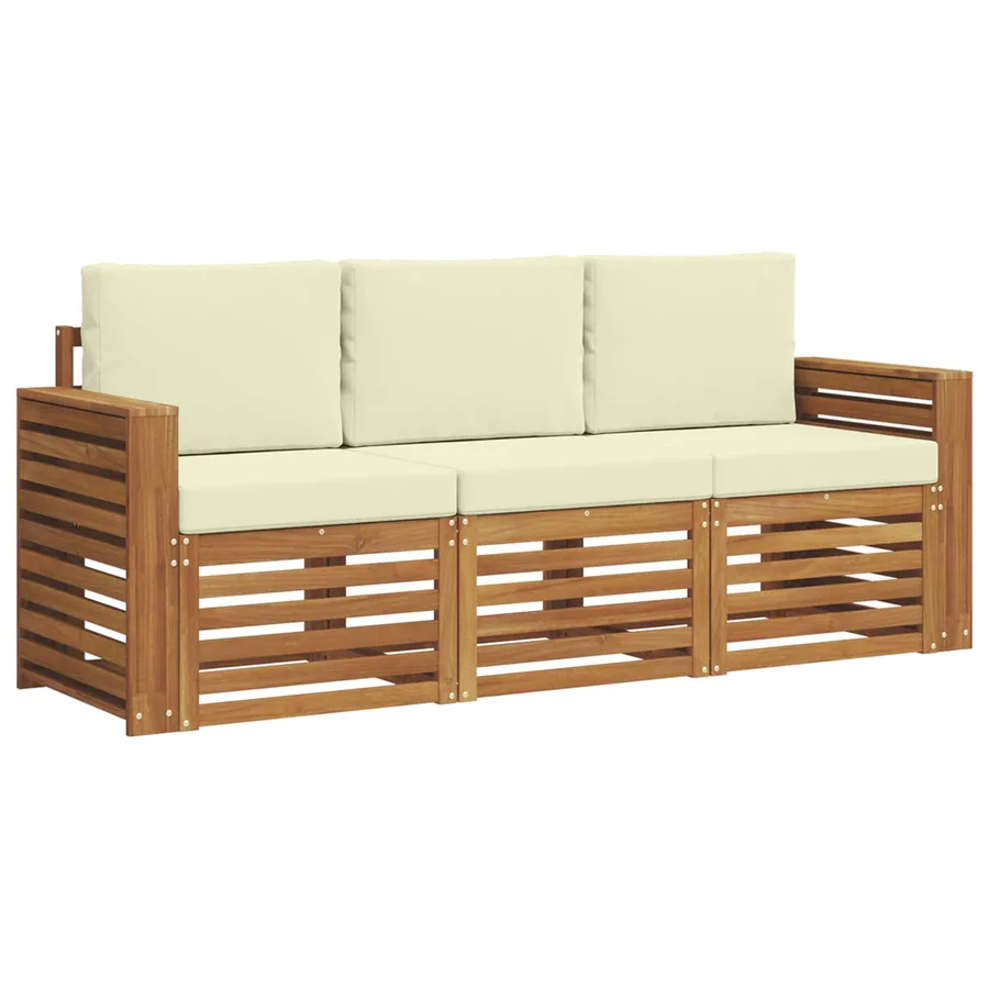 Ensembles de canapés avec coussin 3 pcs Naturel et Crème - 2