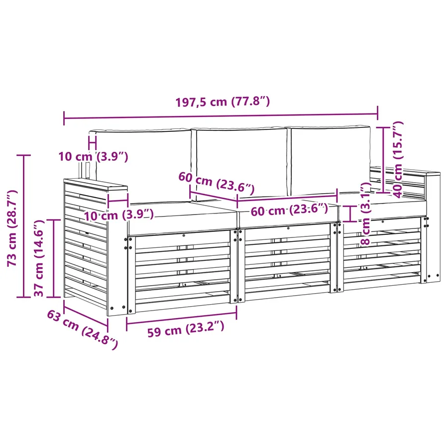 Ensembles de canapés avec coussin 3 pcs Naturel et Crème - 8