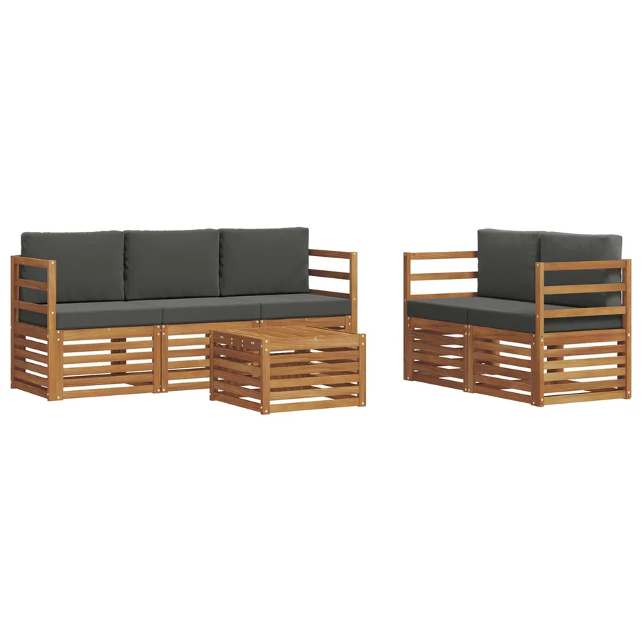 Ensembles de canapés avec coussin 6 pcs Naturel et Anthracite - 2