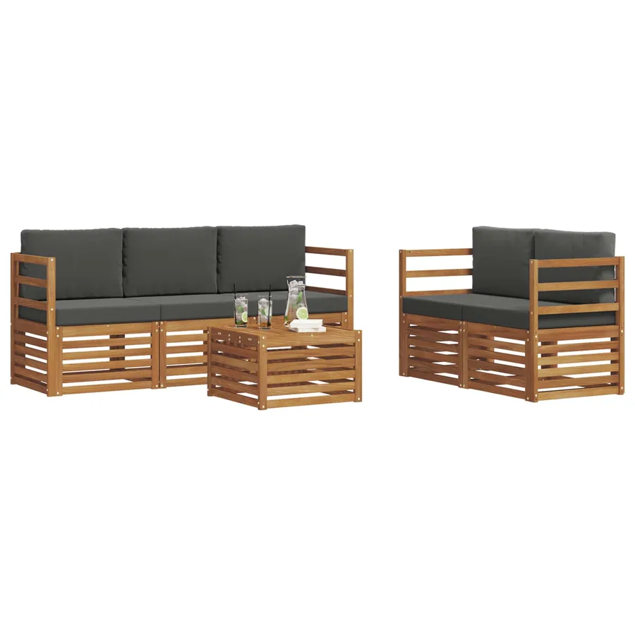 Ensembles de canapés avec coussin 6 pcs Naturel et Anthracite - 3