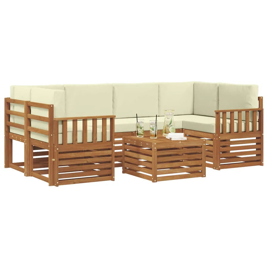 Ensemble de canapés d'extérieur 7 pcs Naturel et Crème - 3