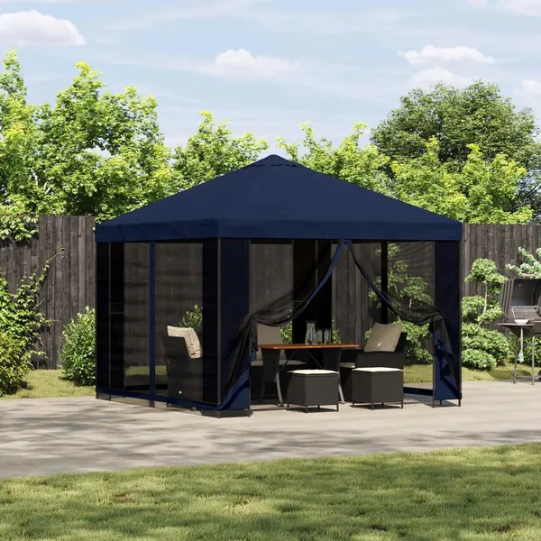 Abri de jardin avec parois 3 x 3 m Bleu Polyester et Acier
