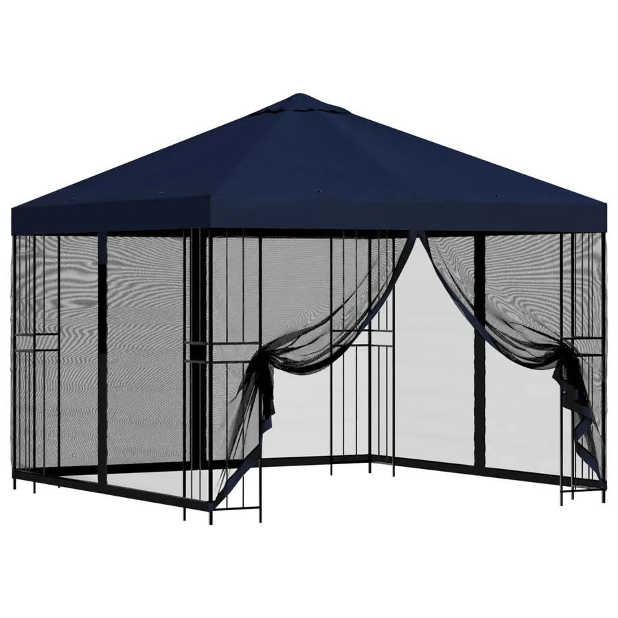 Abri de jardin avec parois 3 x 3 m Bleu Polyester et Acier - 2