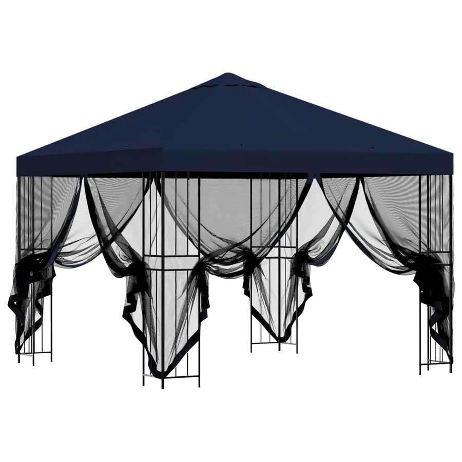 Abri de jardin avec parois 3 x 3 m Bleu Polyester et Acier - 4