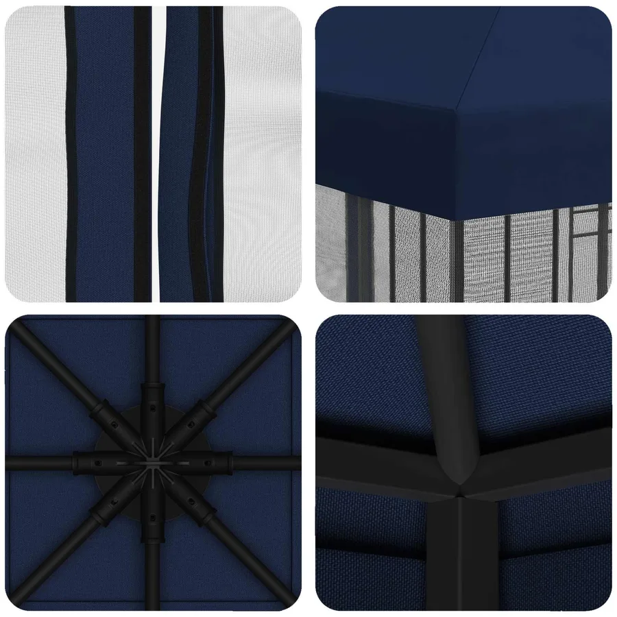 Abri de jardin avec parois 3 x 3 m Bleu Polyester et Acier - 7