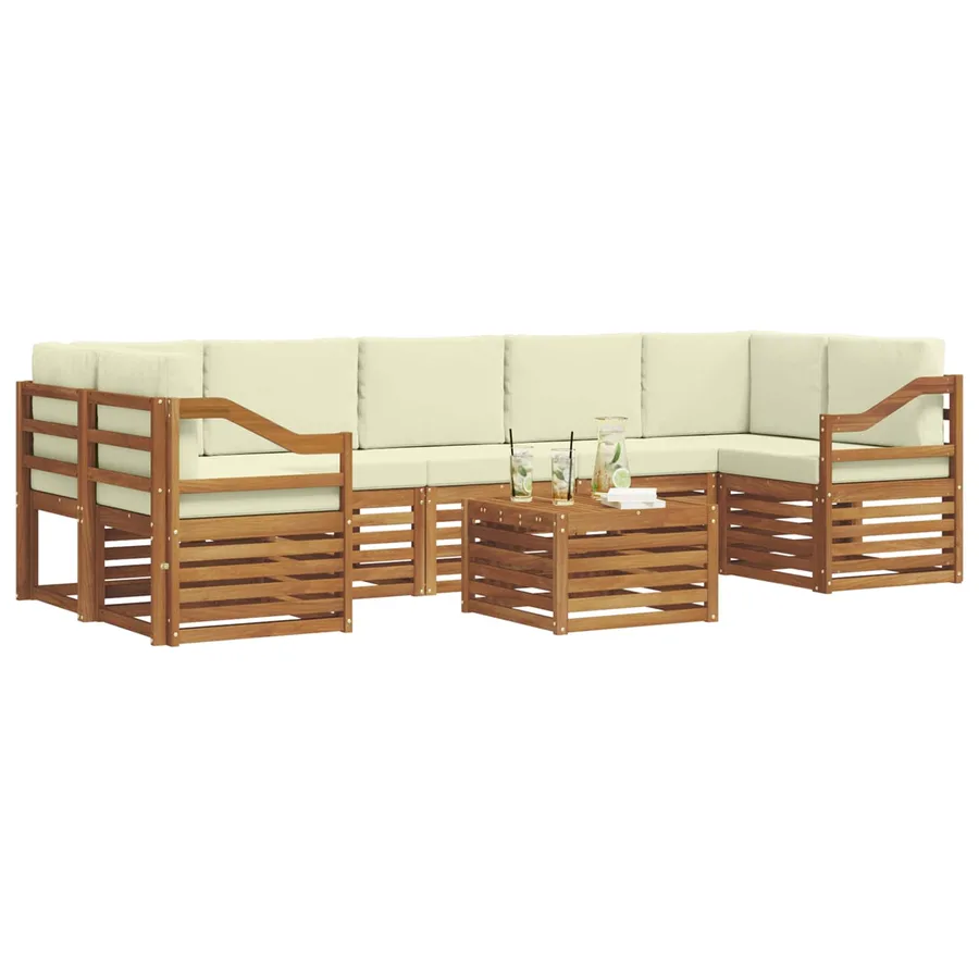 Ensemble de canapés d'extérieur 8 pcs Naturel et Crème - 3