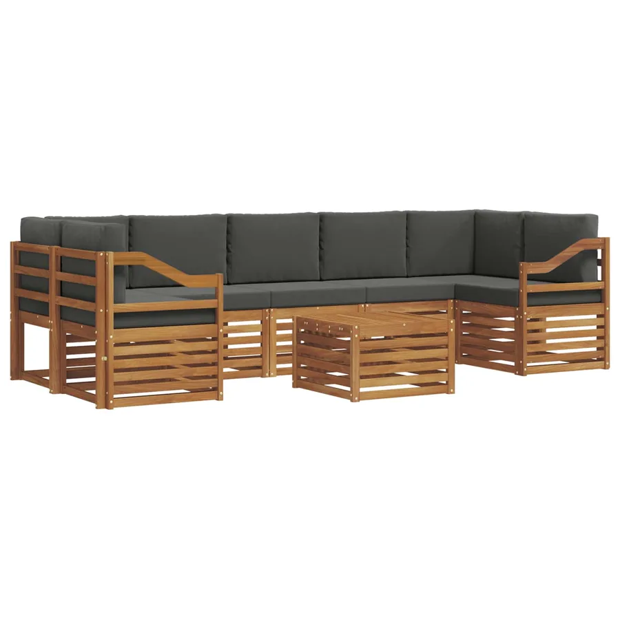 Ensemble de canapés d'extérieur 8 pcs Naturel et Anthracite - 2