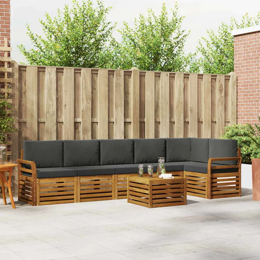 Ensemble de canapé d'angle 7 pcs Naturel et Anthracite