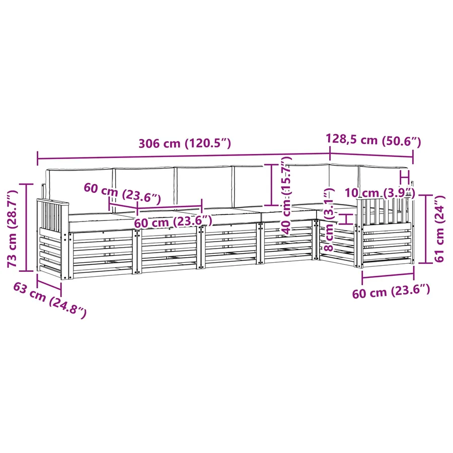 Ensemble de canapé d'angle 6 pcs Naturel et Anthracite - 8