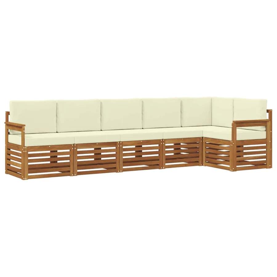 Ensemble de canapé d'angle avec coussin 6 pcs Naturel et Crème - 2