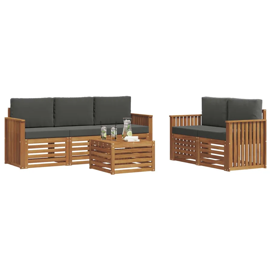Ensembles de canapés avec coussin 6 pcs Naturel et Anthracite - 3