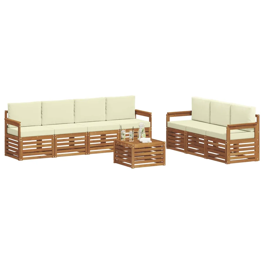 Ensembles de canapés avec coussin 8 pcs Naturel et Crème - 3