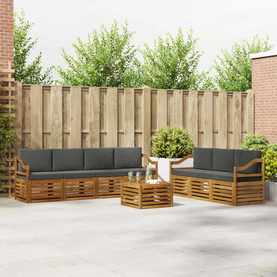 Ensembles de canapés avec coussin 8 pcs Naturel et Anthracite