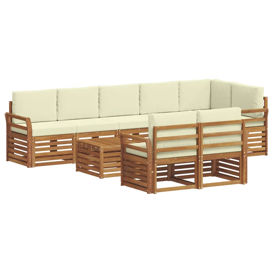 Ensembles de canapés avec coussin 9 pcs Naturel et Crème - 2