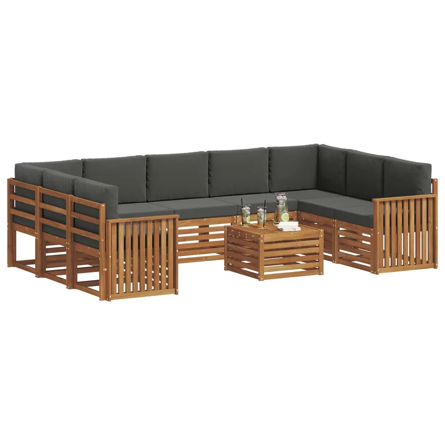 Ensembles de canapés avec coussin 10 pcs Naturel et Anthracite - 3