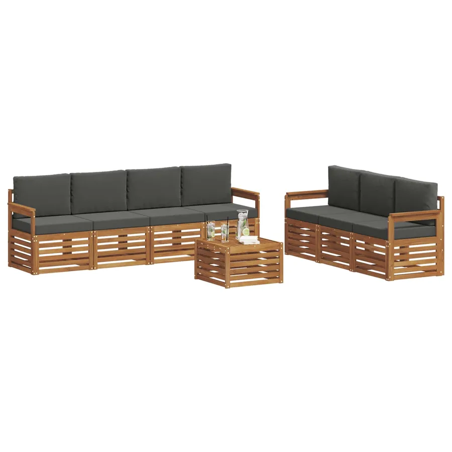 Ensembles de canapés avec coussin 8 pcs Naturel et Anthracite - 3